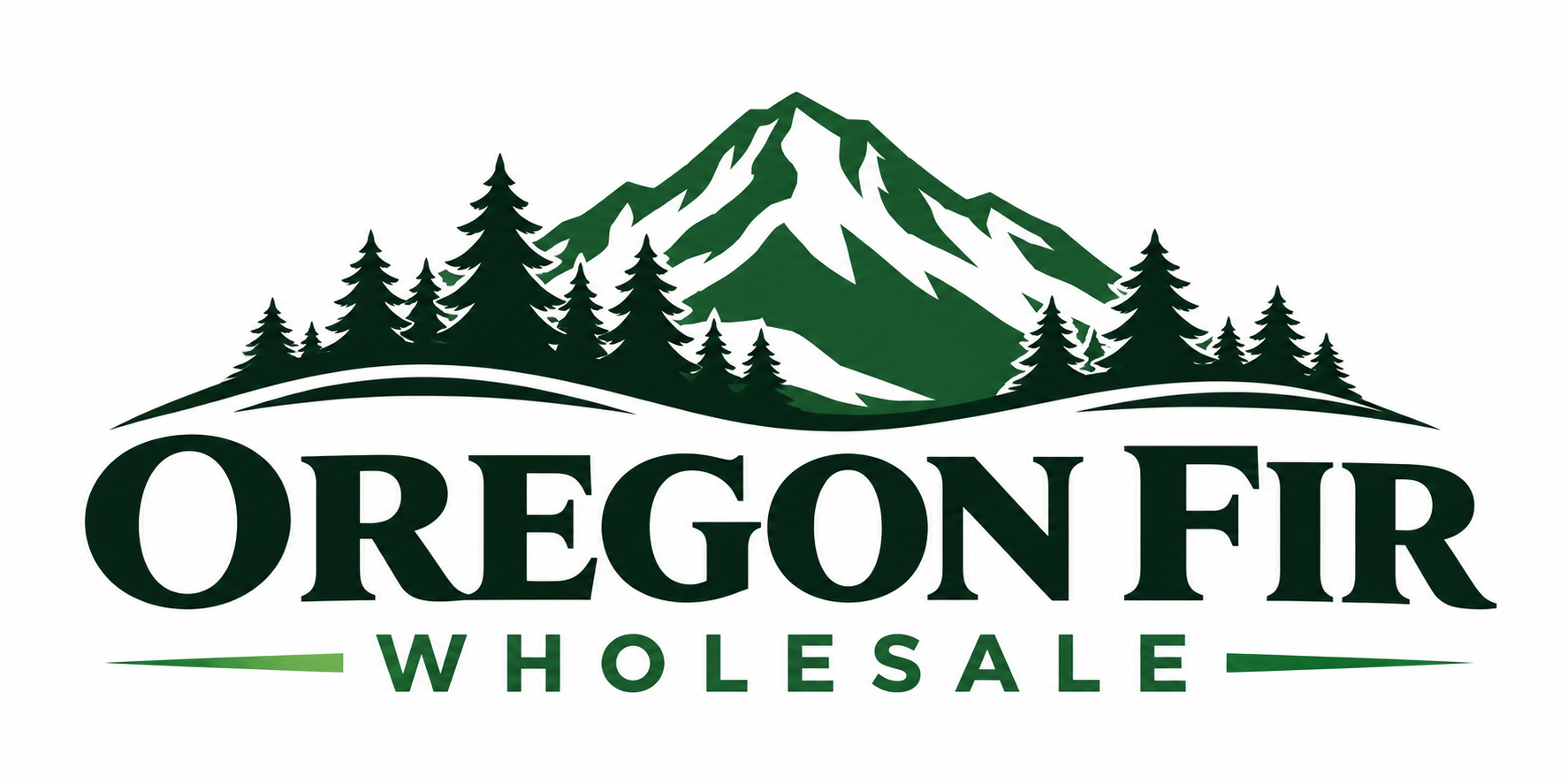 Oregon Fir Wholesale logo with Mount Hood and evergreen trees